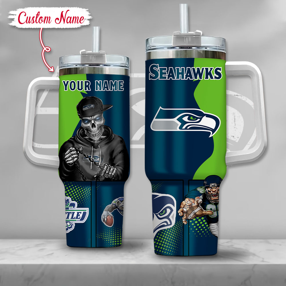 NFL Seattle Seahawks Gangster Skeleton Custom Stanley Cup 40 oz 30 oz Tumbler With HandleTVC2301125