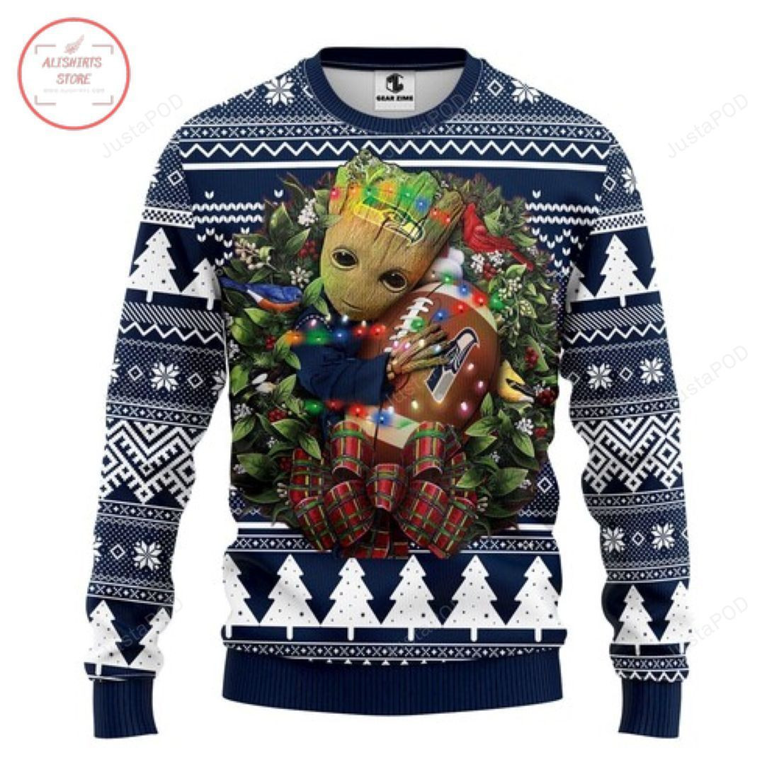 Nfl Seattle Seahawks Groot Ugly Christmas Sweater Adult 3D Funny Matching for family