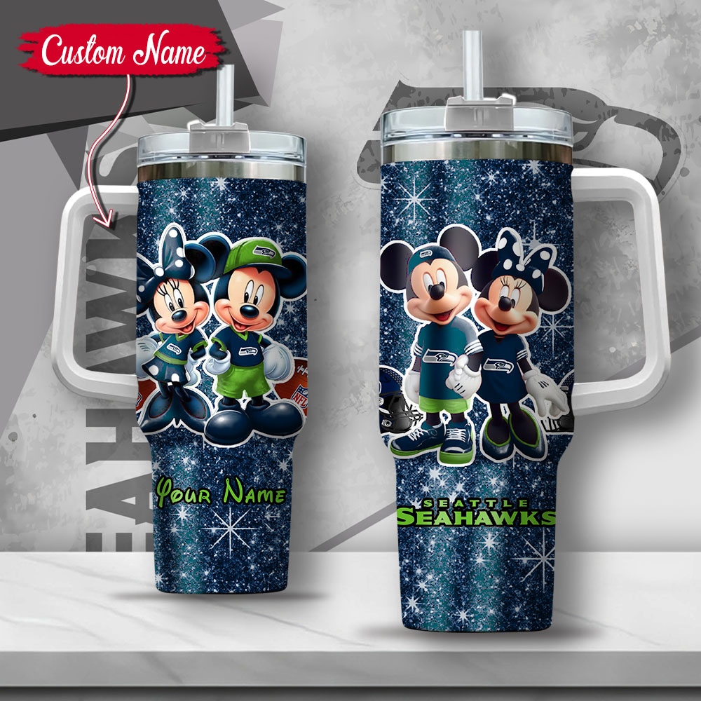 NFL Seattle Seahawks Mickey And Minnie Couple Custom Stanley Cup 40 oz 30 oz Tumbler With HandleTVC2301127