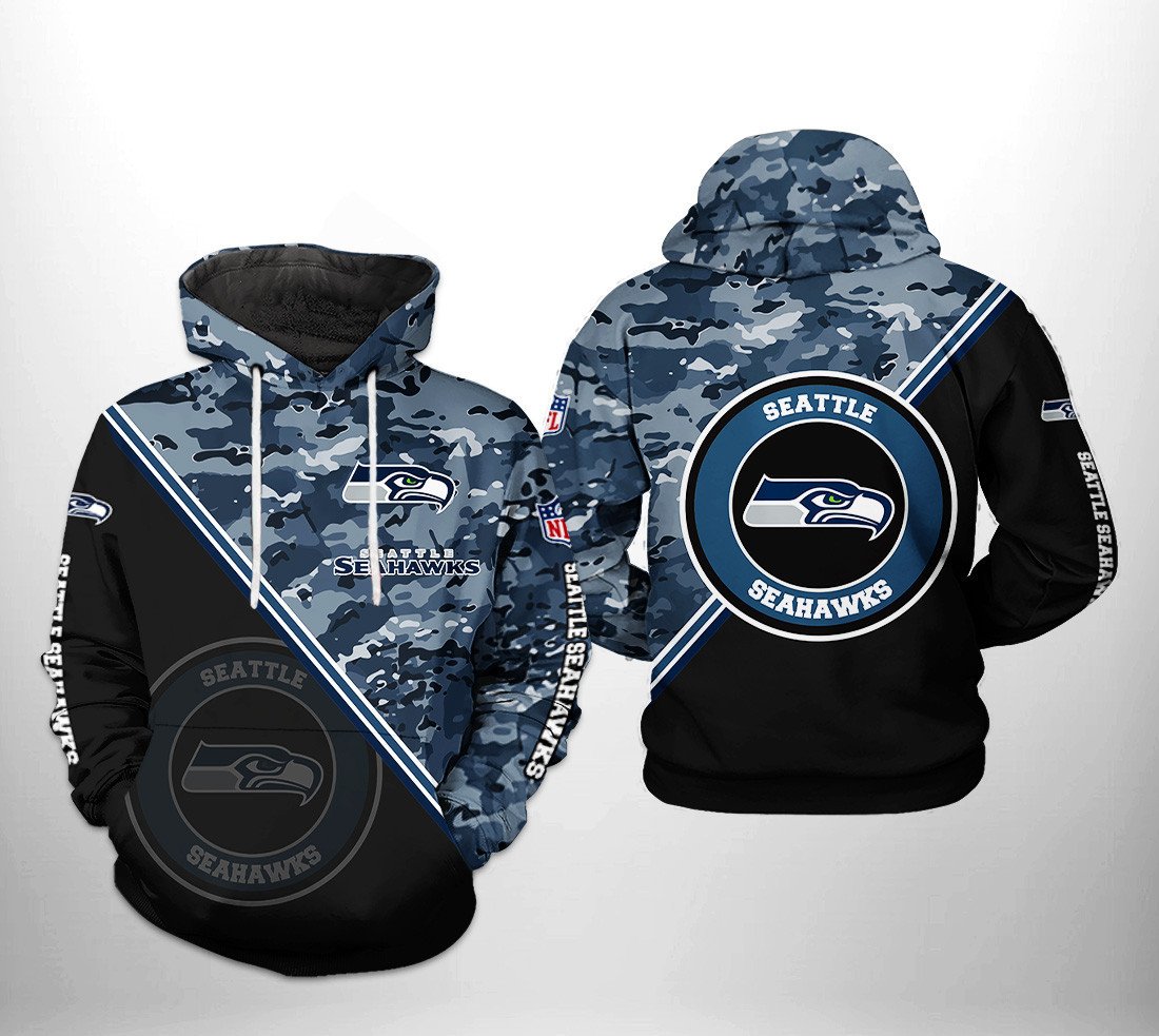 NFL Seattle Seahawks NFL Camo Team 3D All Over Print Hoodie, Zip Hoodie