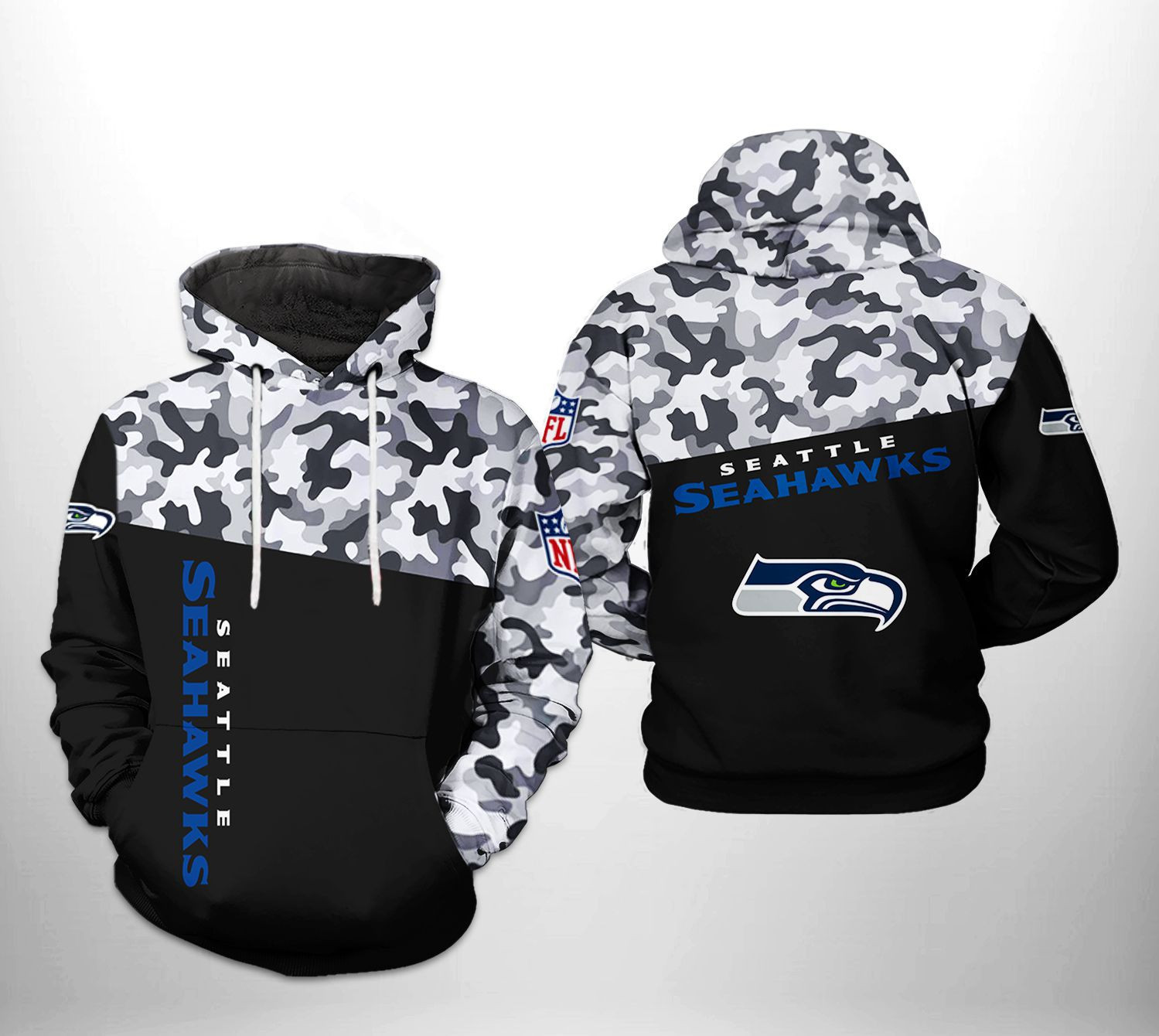 NFL Seattle Seahawks NFL Camo Veteran Team 3D All Over Print Hoodie, Zip Hoodie