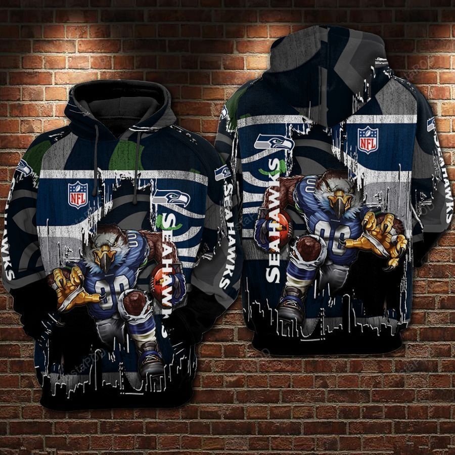 NFL Seattle Seahawks Nfl Football Big Logo 3D All Over Print Hoodie, Zip Hoodie