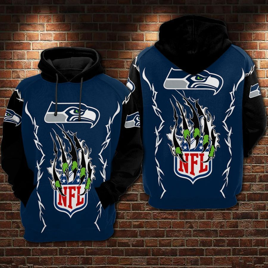 NFL Seattle Seahawks Nfl Football Claws 3D All Over Print Hoodie, Zip Hoodie