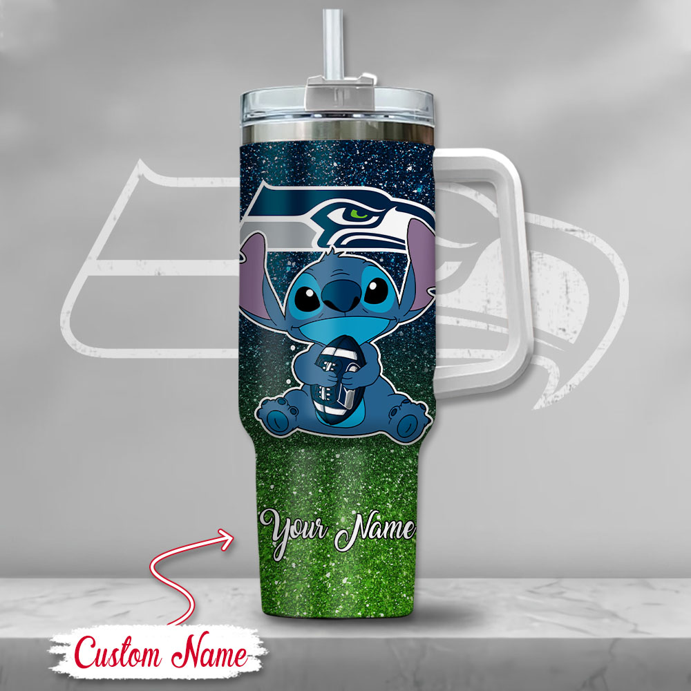 NFL Seattle Seahawks Stitch Glitter Custom Stanley Cup 40 oz 30 oz Tumbler With HandleTVC2301126 - Image 2