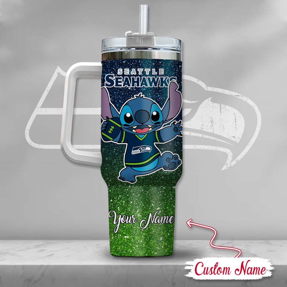 NFL Seattle Seahawks Stitch Glitter Custom Stanley Cup 40 oz 30 oz Tumbler With HandleTVC2301126 - Image 3