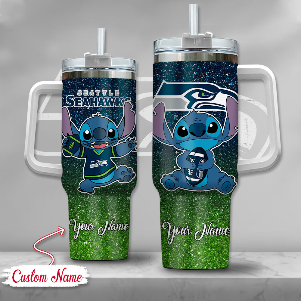 NFL Seattle Seahawks Stitch Glitter Custom Stanley Cup 40 oz 30 oz Tumbler With HandleTVC2301126