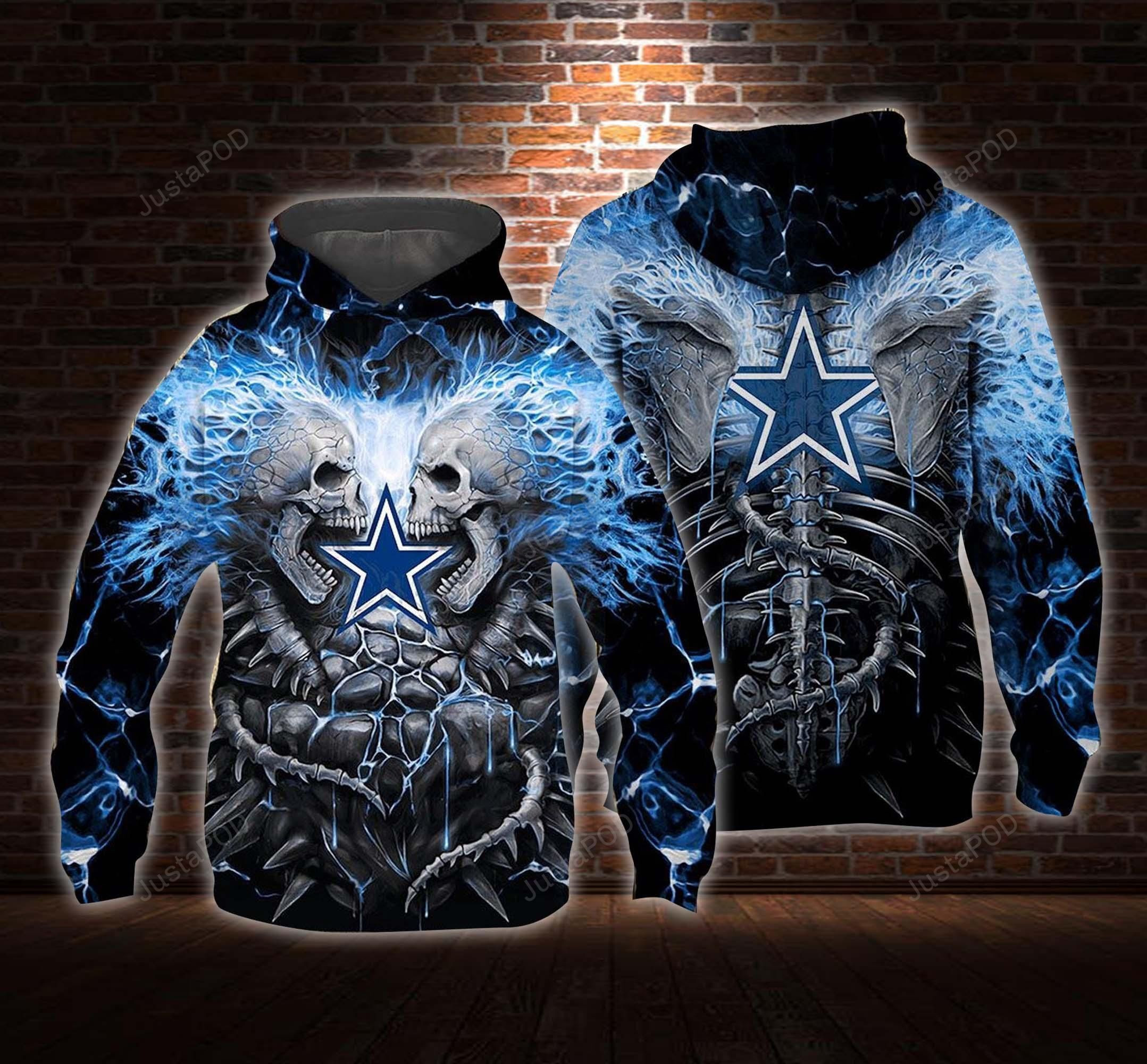 NFL Skull Dallas Cowboys NFL 3D All Over Print Hoodie, Zip Hoodie