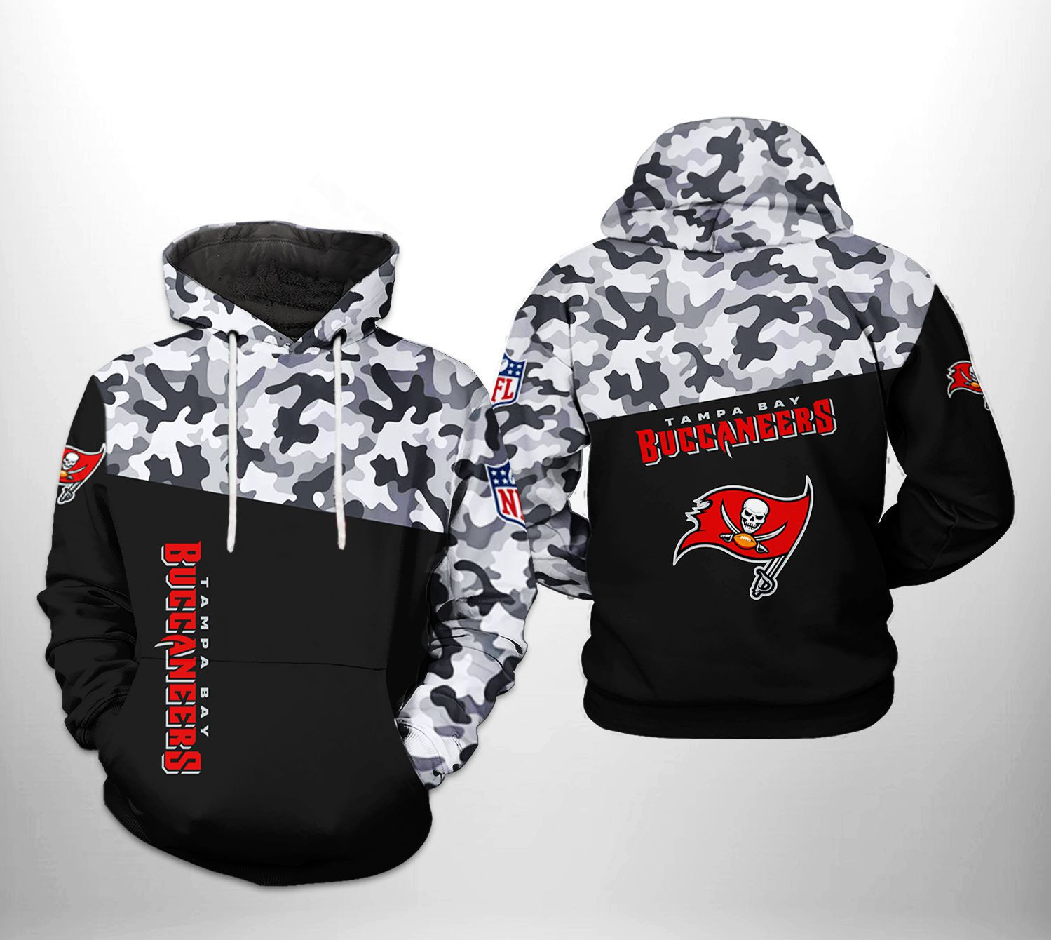 NFL Tampa Bay Buccaneers NFL Camo Veteran Team 3D All Over Print Hoodie, Zip Hoodie