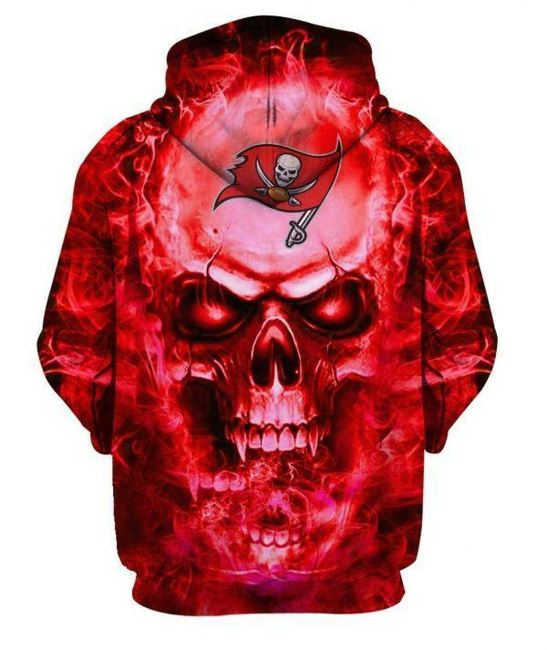 NFL Tampa Bay Buccaneers Nfl Football Skull 3D All Over Print Hoodie, Zip Hoodie