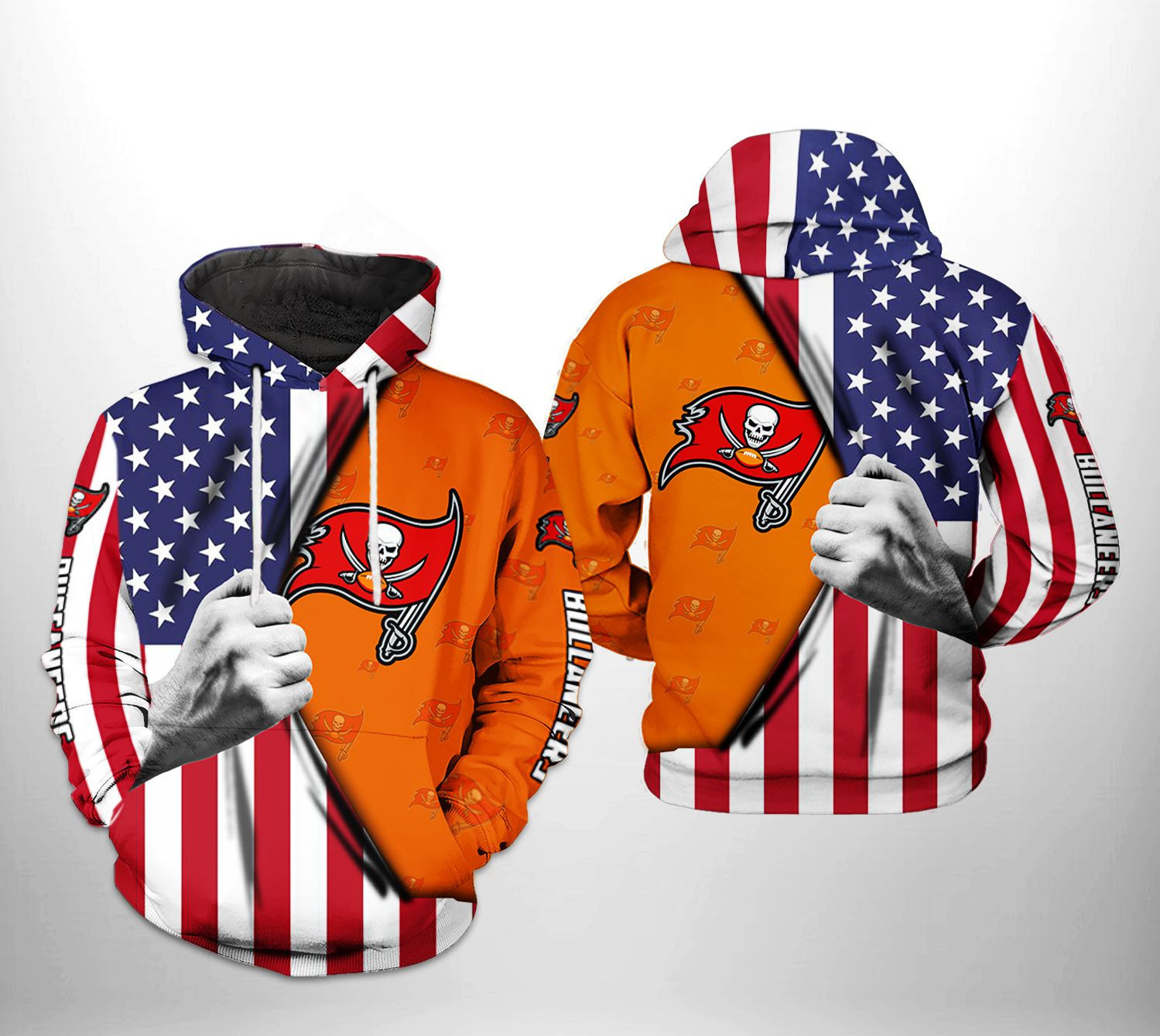 NFL Tampa Bay Buccaneers NFL US Flag Team 3D All Over Print Hoodie, Zip Hoodie