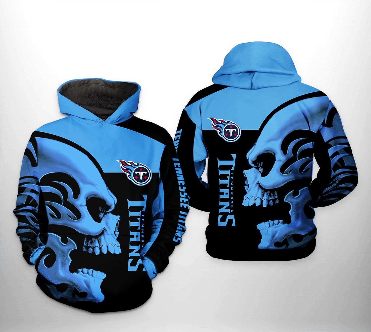 NFL Tennessee Titans NFL Skull 3D All Over Print Hoodie, Zip Hoodie