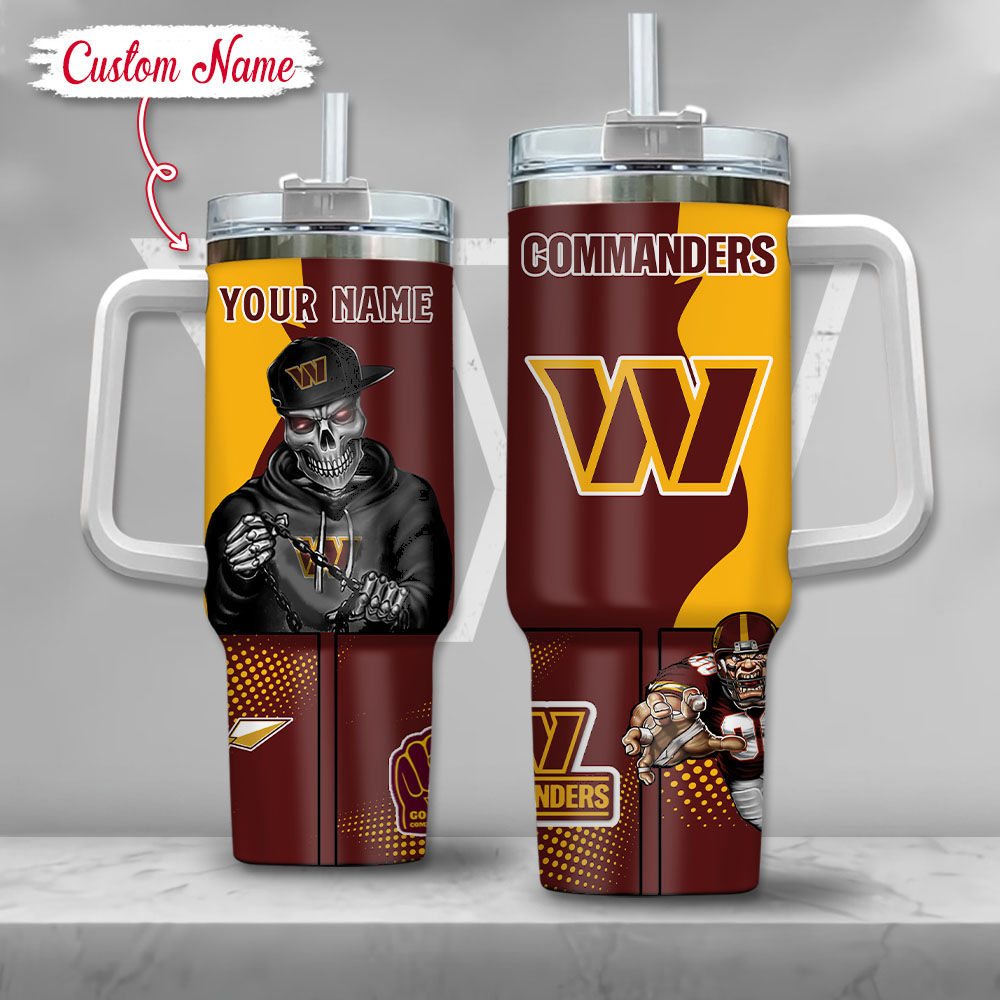 NFL Washington Commanders Gangster Skeleton Custom Stanley Cup 40 oz 30 oz Tumbler With HandleTVC2301125