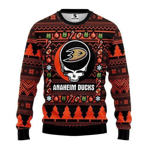 Nhl Anaheim Ducks Grateful Dead Ugly Christmas Sweater Adult 3D Funny Matching for family