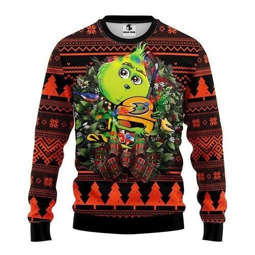 Nhl Anaheim Ducks Grinch Hug Ugly Christmas Sweater Adult 3D Funny Matching for family
