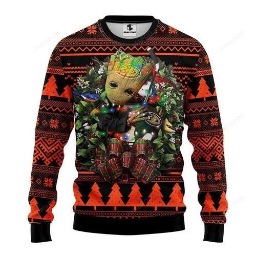 Nhl Anaheim Ducks Groot Hug Ugly Christmas Sweater Adult 3D Funny Matching for family