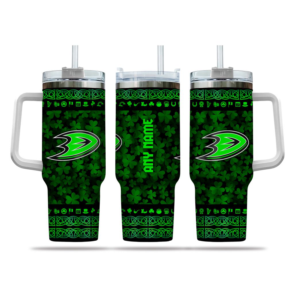 NHL Anaheim Ducks Happy St. Patrickâ€™s Day Custom Stanley Cup 40 oz 30 oz Tumbler With HandleTVC2301163