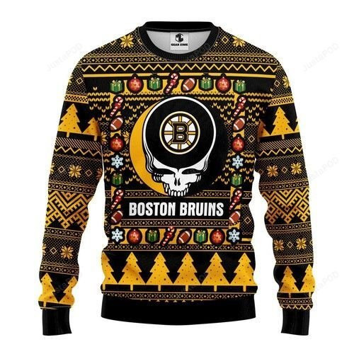 Nhl Boston Bruins Grateful Dead Ugly Christmas Sweater Adult 3D Funny Matching for family