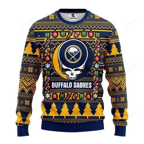 Nhl Buffalo Sabres Grateful Dead Ugly Christmas Sweater Adult 3D Funny Matching for family