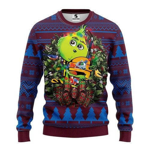 Nhl Colorado Avalanche Grinch Hug Ugly Christmas Sweater Adult 3D Funny Matching for family