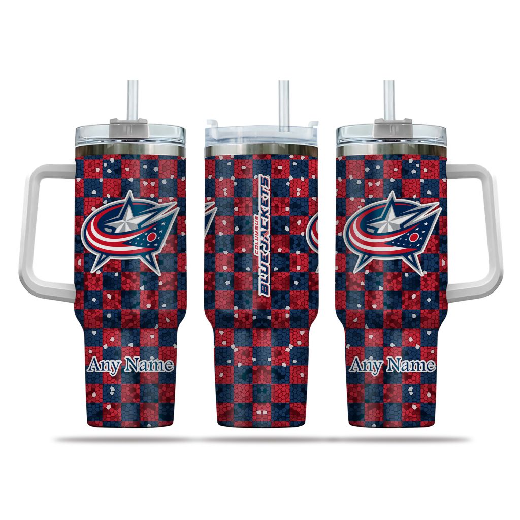 NHL Columbus Blue Jackets Stained Glass Effect Custom Stanley Cup 40 oz 30 oz Tumbler With HandleTVC2301161