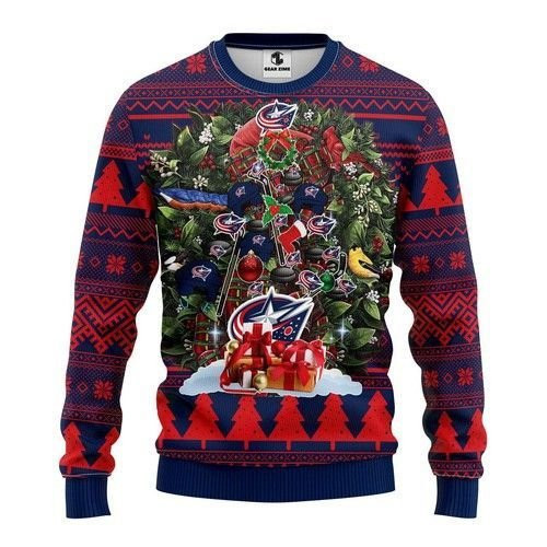 Nhl Columbus Blue Jackets Tree Christmas Ugly Christmas Sweater Adult 3D Funny Matching for family