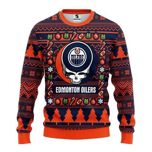 Nhl Edmonton Oilers Grateful Dead Ugly Christmas Sweater Adult 3D Funny Matching for family