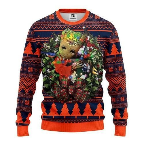 Nhl Edmonton Oilers Groot Hug Ugly Christmas Sweater Adult 3D Funny Matching for family
