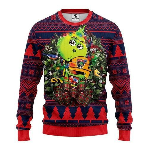 Nhl Florida Panthers Grinch Hug Ugly Christmas Sweater Adult 3D Funny Matching for family