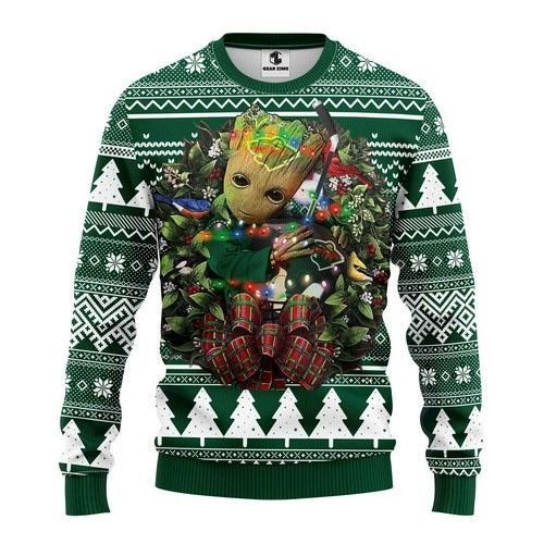 Nhl Minnesota Wild Groot Hug Ugly Christmas Sweater Adult 3D Funny Matching for family