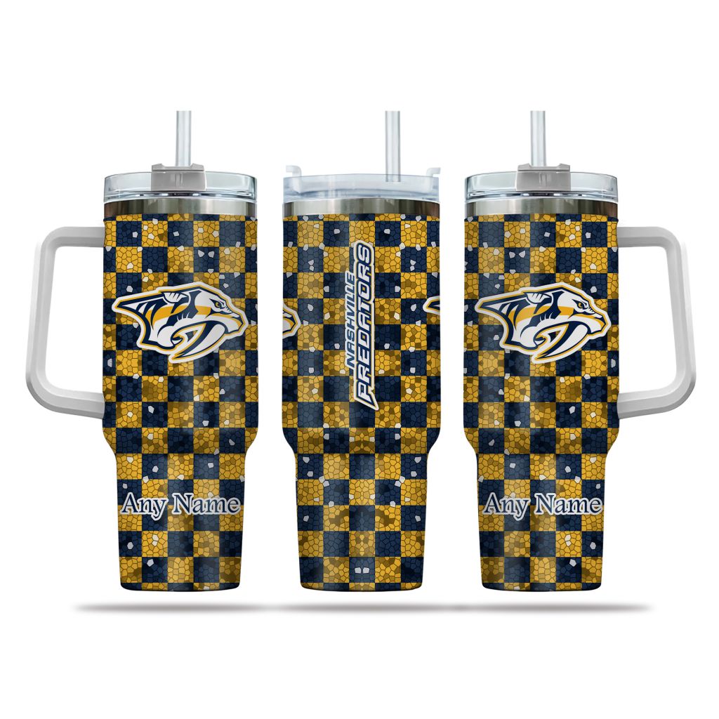 NHL Nashville Predators Stained Glass Effect Custom Stanley Cup 40 oz 30 oz Tumbler With HandleTVC2301162