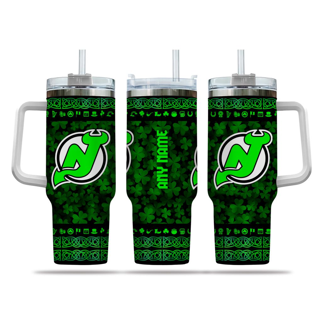 NHL New Jersey Devils Happy St. Patrickâ€™s Day Custom Stanley Cup 40 oz 30 oz Tumbler With HandleTVC2301163