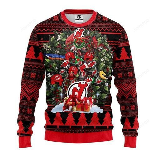 Nhl New Jersey Devils Tree Ugly Christmas Sweater Adult 3D Funny Matching for family