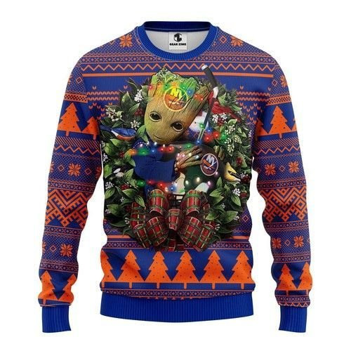Nhl New York Islanders Groot Hug Ugly Christmas Sweater Adult 3D Funny Matching for family
