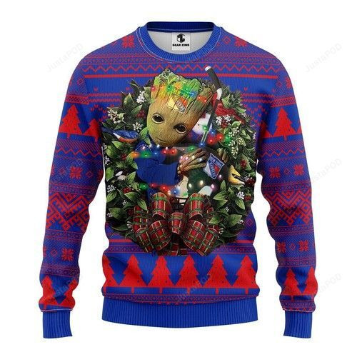 Nhl New York Rangers Groot Hug Ugly Christmas Sweater Adult 3D Funny Matching for family