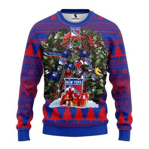 Nhl New York Rangers Ugly Christmas Sweater Adult 3D Funny Matching for family