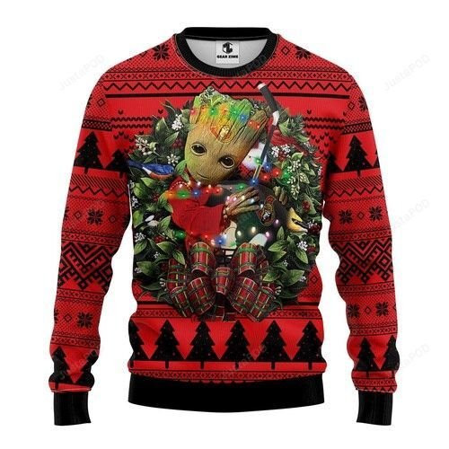 Nhl Ottawa Senators Groot Hug Ugly Christmas Sweater Adult 3D Funny Matching for family