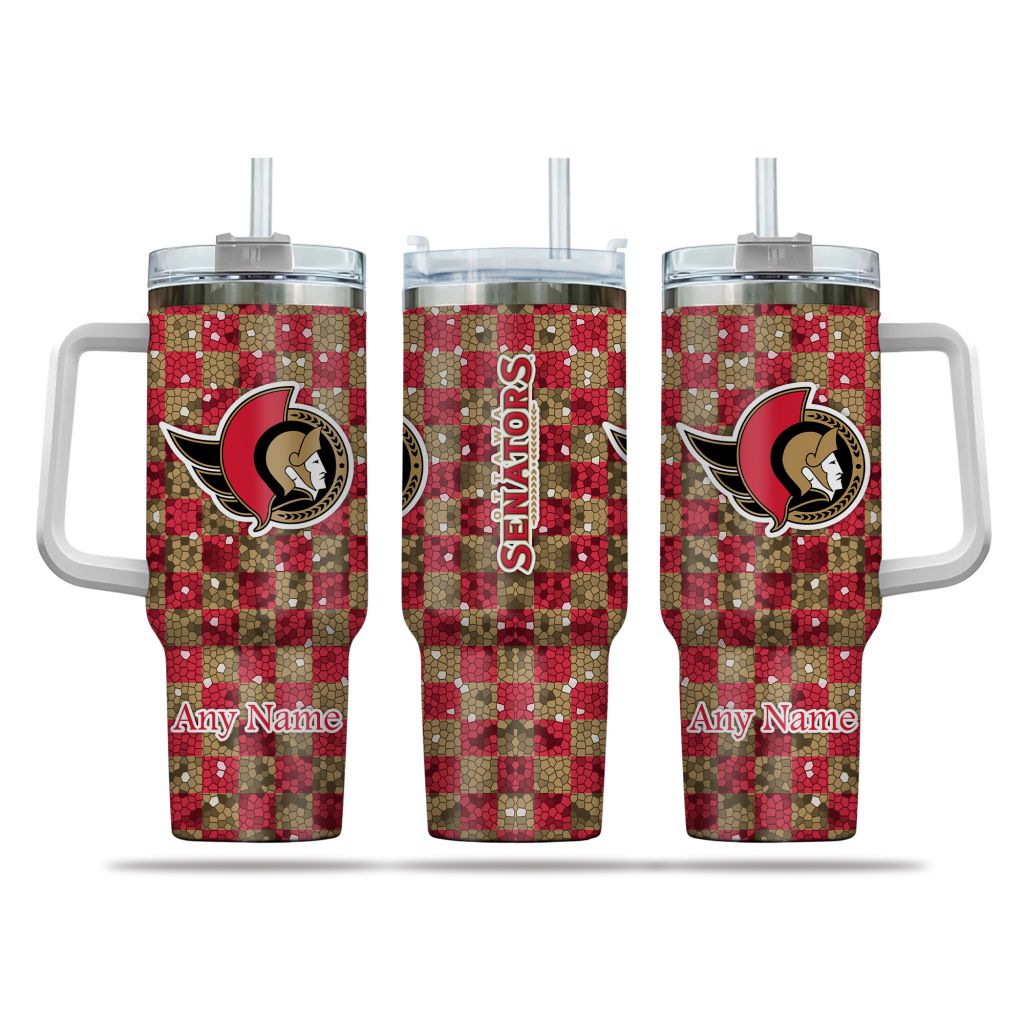NHL Ottawa Senators Stained Glass Effect Custom Stanley Cup 40 oz 30 oz Tumbler With HandleTVC2301162