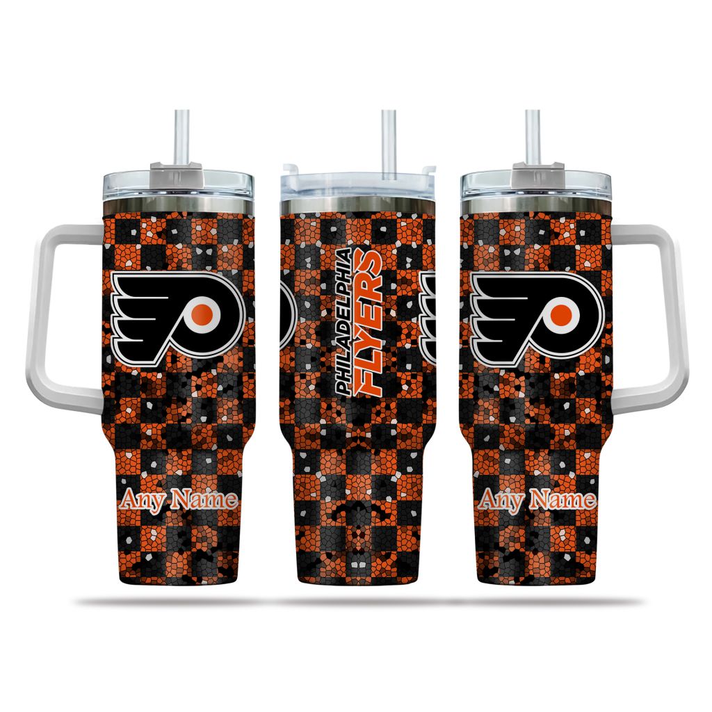 NHL Philadelphia Flyers Stained Glass Effect Custom Stanley Cup 40 oz 30 oz Tumbler With HandleTVC2301162