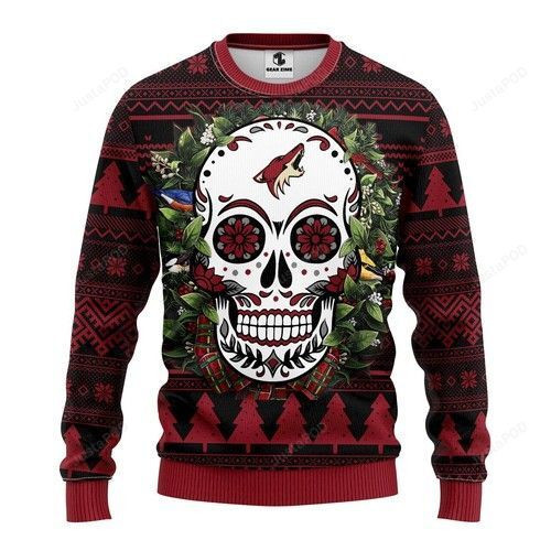 Nhl Phoenix Coyotes Skull Flower Ugly Christmas Sweater Adult 3D Funny Matching for family