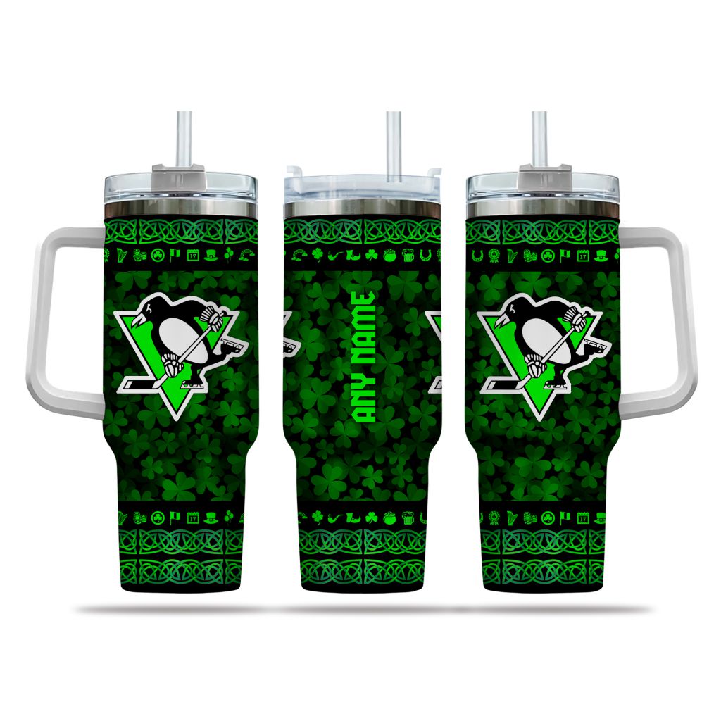 NHL Pittsburgh Penguins Happy St. Patrickâ€™s Day Custom Stanley Cup 40 oz 30 oz Tumbler With HandleTVC2301163