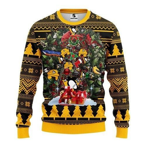 Nhl Pittsburgh Penguins Tree Christmas Ugly Christmas Sweater Adult 3D Funny Matching for family