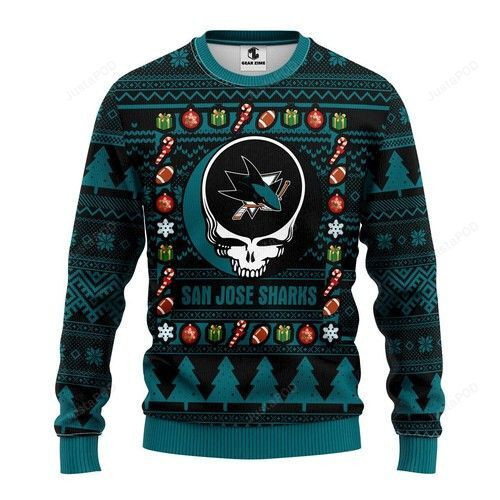 Nhl San Jose Sharks Grateful Dead Ugly Christmas Sweater Adult 3D Funny Matching for family