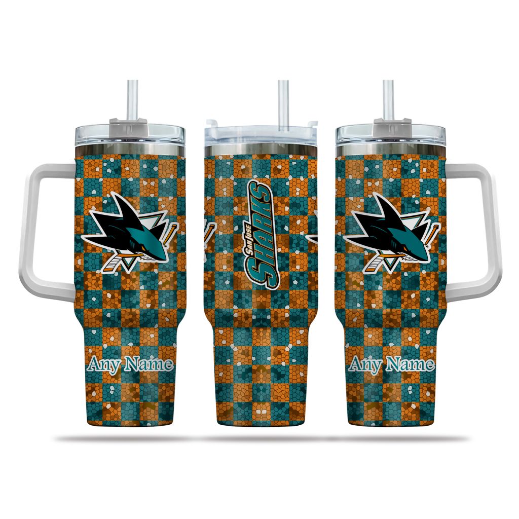 NHL San Jose Sharks Stained Glass Effect Custom Stanley Cup 40 oz 30 oz Tumbler With HandleTVC2301162