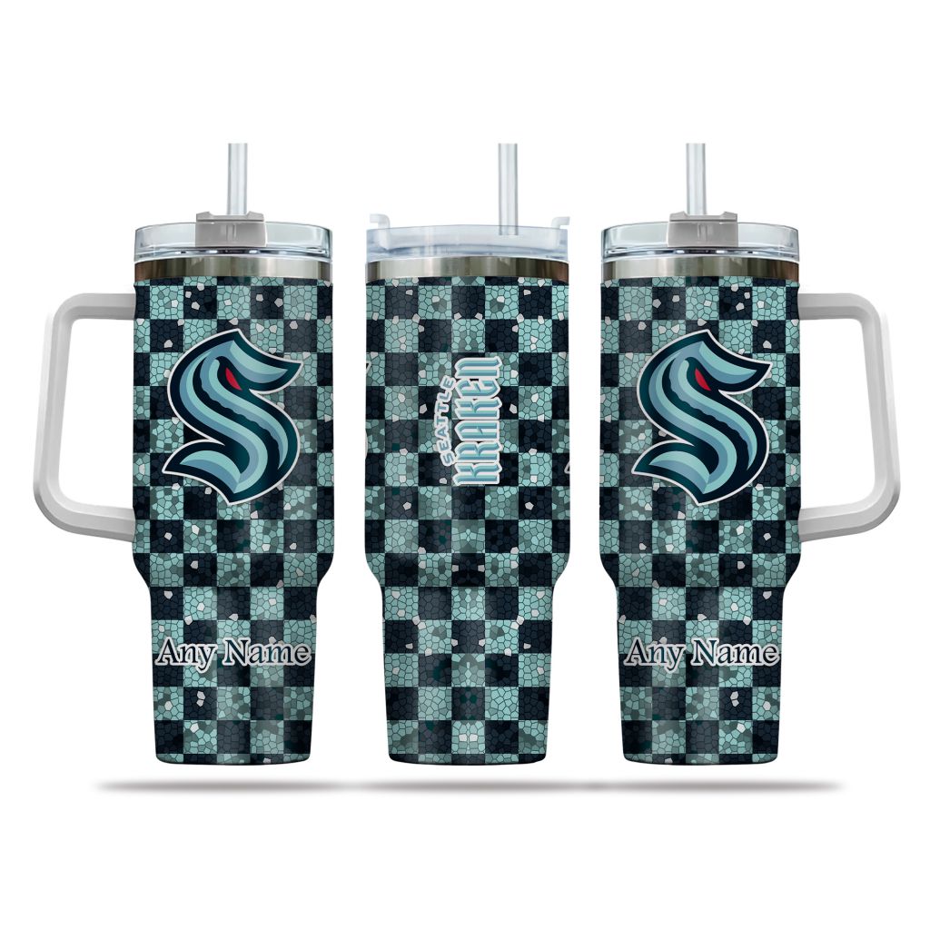 NHL Seattle Kraken Stained Glass Effect Custom Stanley Cup 40 oz 30 oz Tumbler With HandleTVC2301162
