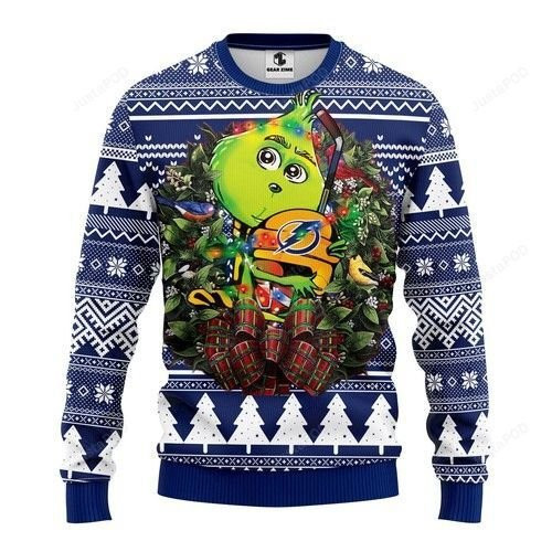 Nhl Tampa Bay Lightning Grinch Hug Ugly Christmas Sweater Adult 3D Funny Matching for family