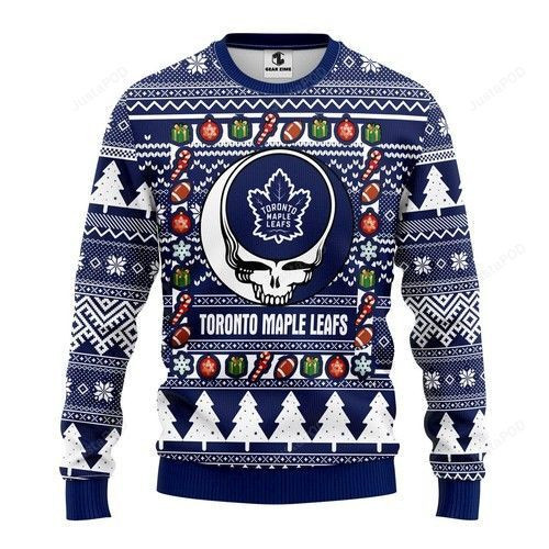 Nhl Toronto Maple Leafs Grateful Dead Ugly Christmas Sweater Adult 3D Funny Matching for family
