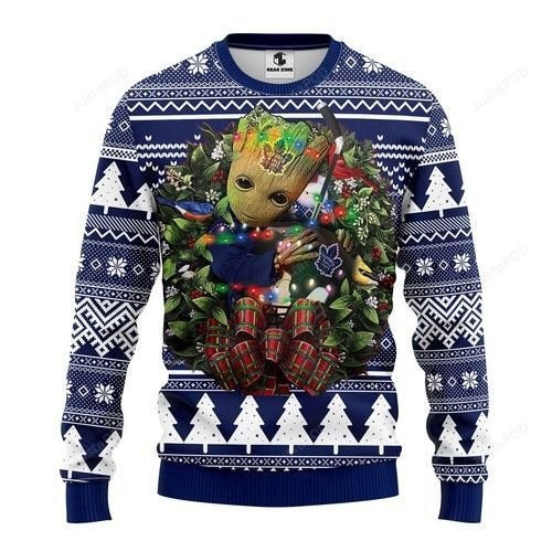 Nhl Toronto Maple Leafs Groot Hug Ugly Christmas Sweater Adult 3D Funny Matching for family