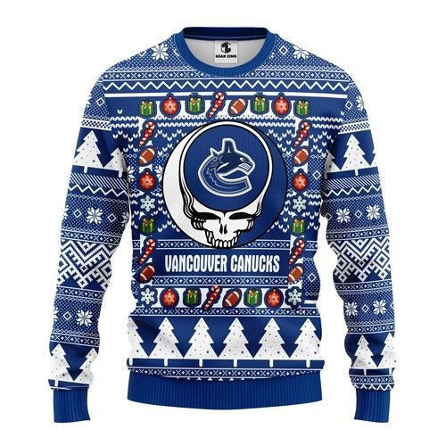 Nhl Vancouver Canucks Grateful Dead Ugly Christmas Sweater Adult 3D Funny Matching for family