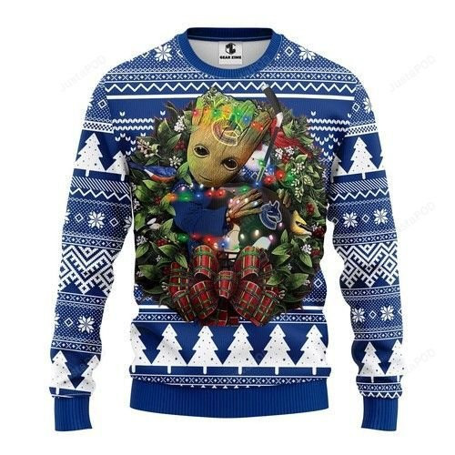 Nhl Vancouver Canucks Groot Hug Ugly Christmas Sweater Adult 3D Funny Matching for family