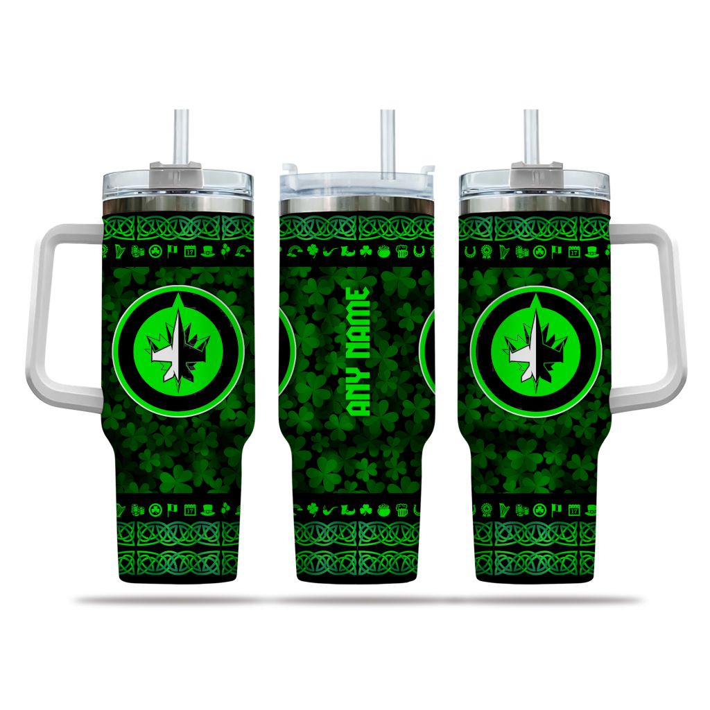 NHL Winnipeg Jets Happy St. Patrickâ€™s Day Custom Stanley Cup 40 oz 30 oz Tumbler With HandleTVC2301163